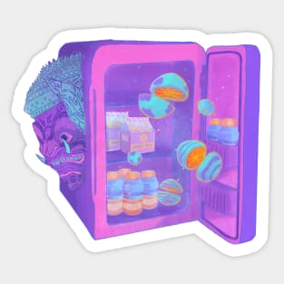 mini fridge, snacks, space drinks, refrigerators, Cute, Planets, Galaxy, Kawaii, Pastel Sticker